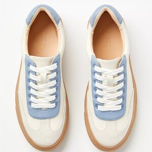 Size 9 - LOFT Cream Sneakers Varsity Lace-up Sneakers, Rainwashed Blue